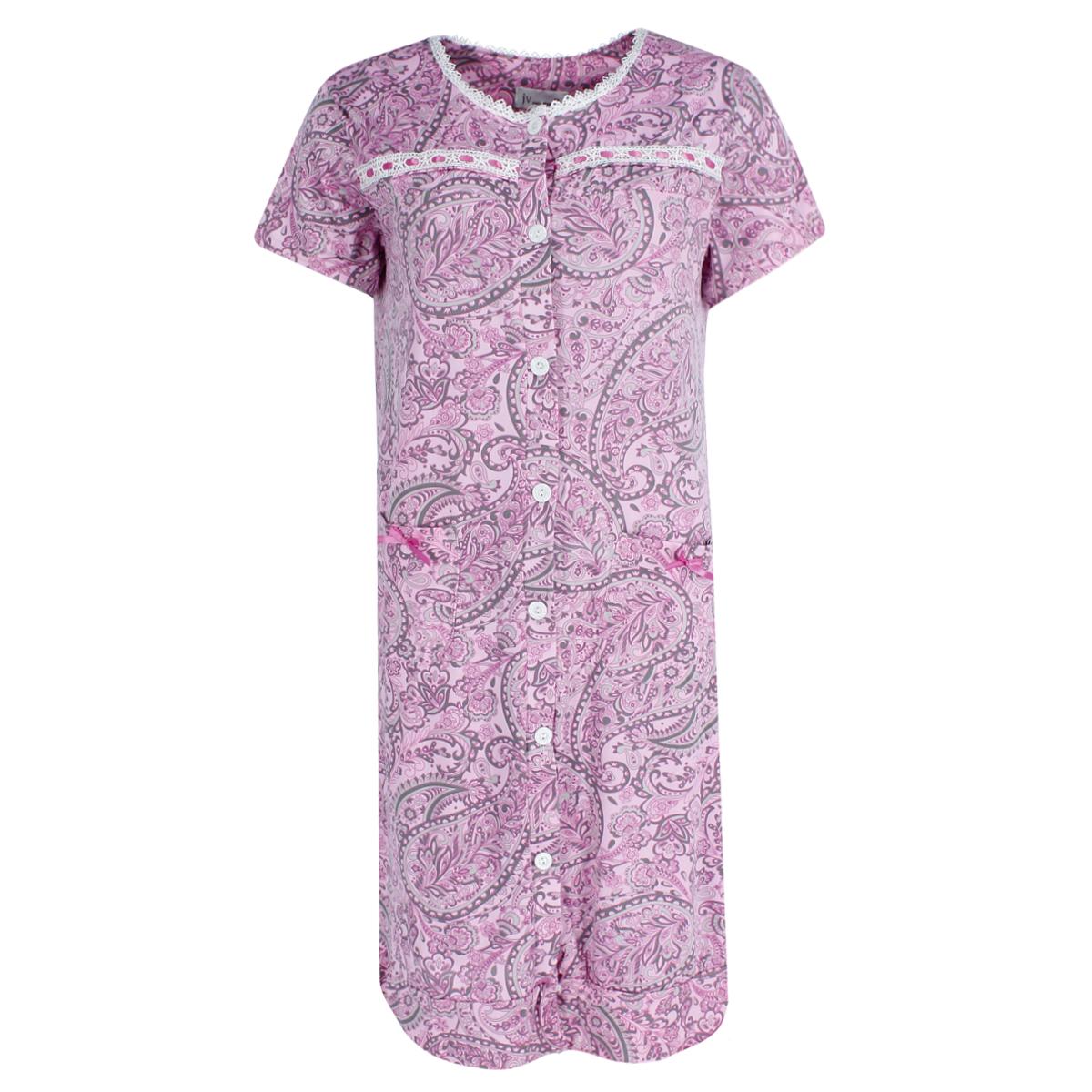 New CTM Women's Paisley Short Sleeve Duster Sleep Gown - Imagen 6 de 8