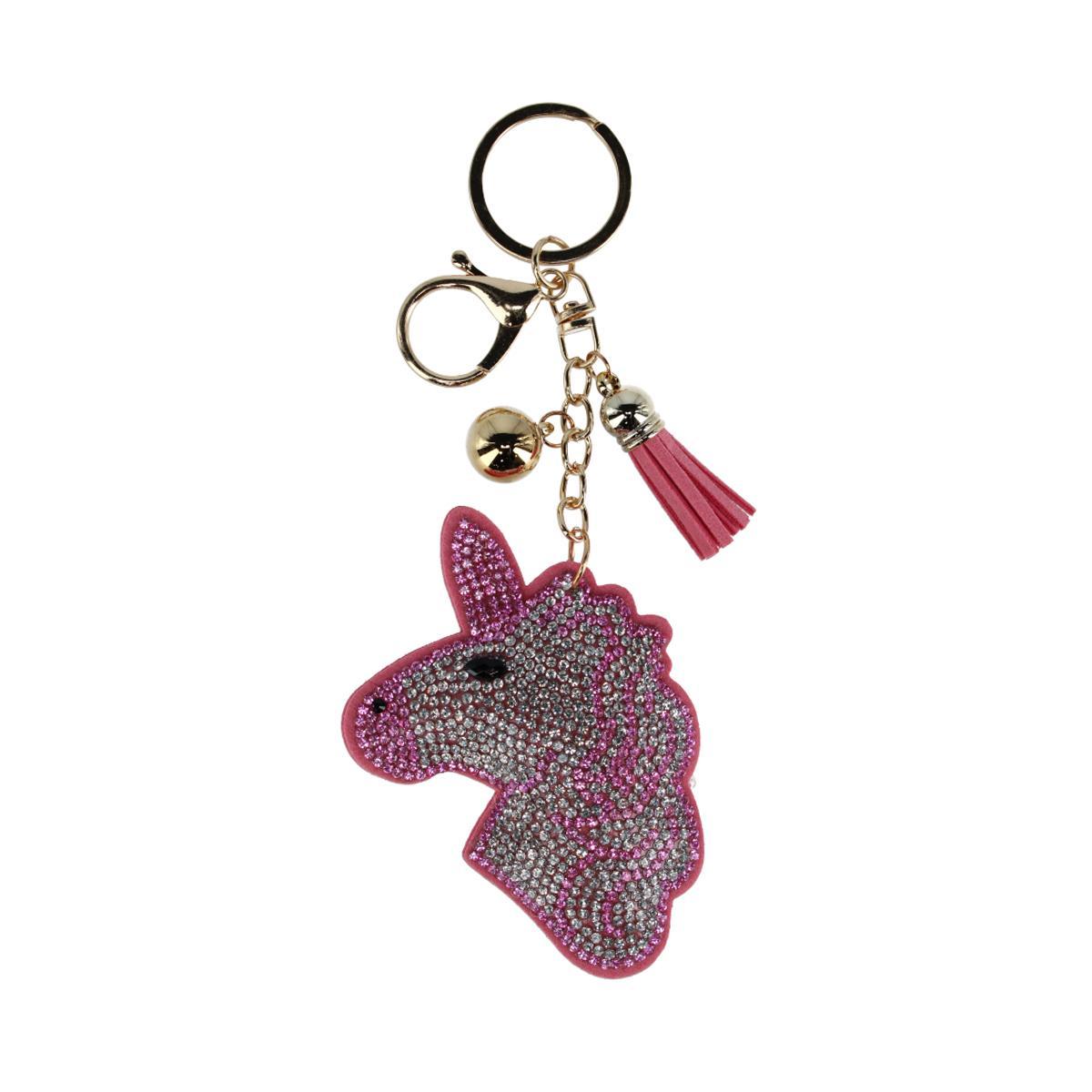 CTM Women's Glitter Unicorn Tassel Bag Charm -