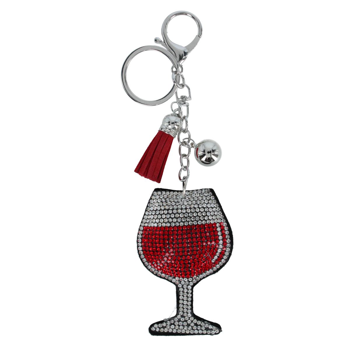 CTM Womens Glittering Wine Glass Cushion Bag Charm - 9$