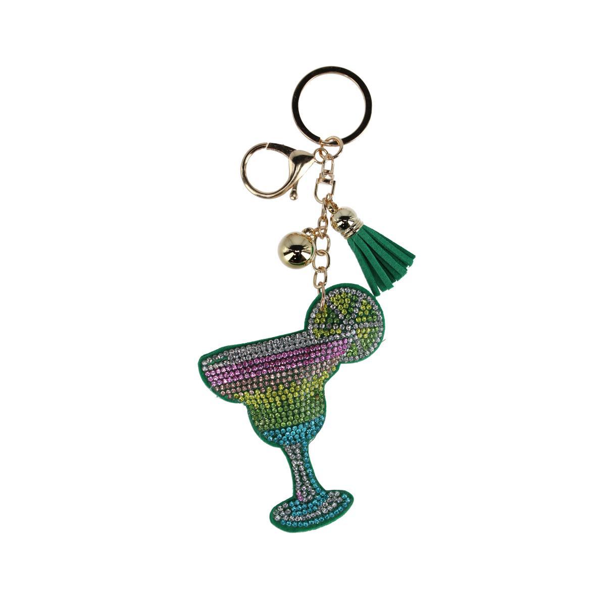 CTM Womens Rainbow Glitter Margarita Bag Charm with Tassel - Multiple 10$