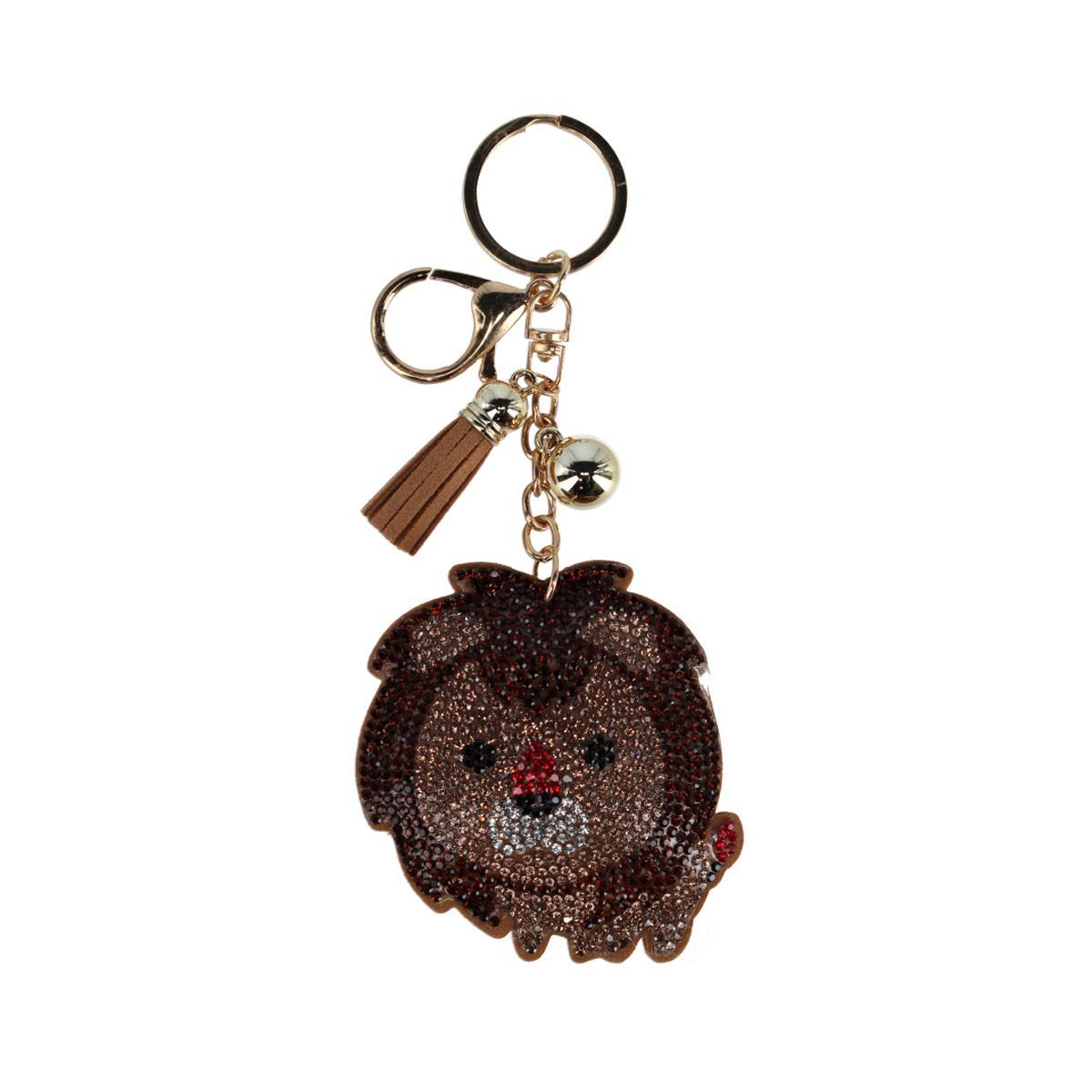 CTM Womens Glitter Brown Lion Tassel Bag Charm - 10$