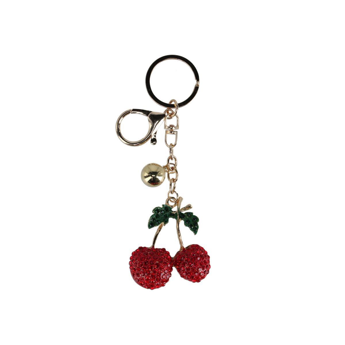 CTM Womens Rhinestoned Cherry Bag Charm - 16$