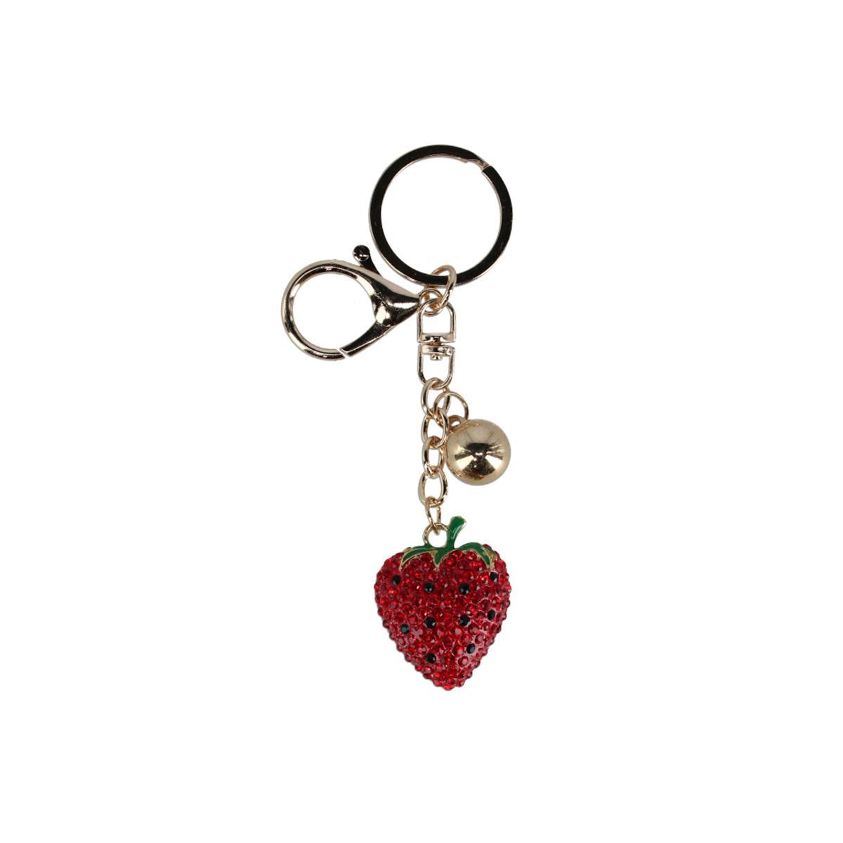 CTM Womens Rhinestoned Shimmer Strawberry Bag Charm - 14$