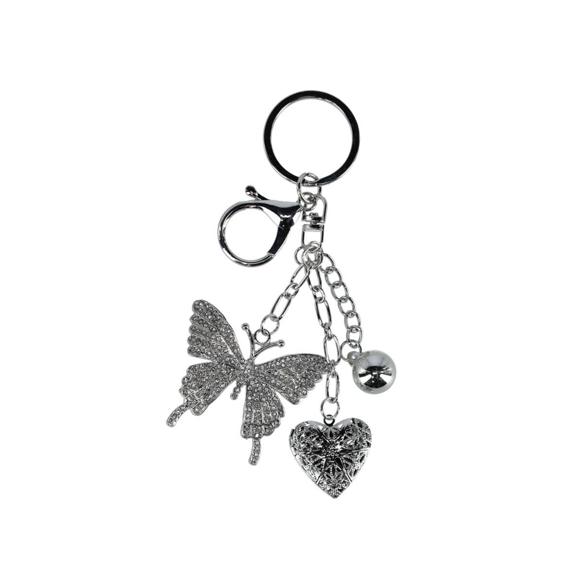 CTM Womens Crystal Butterfly Heart Bag Charm - 14$