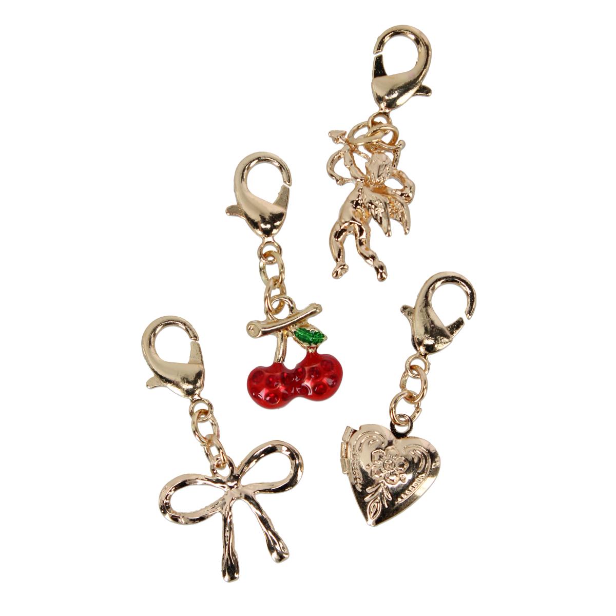 CTM Womens Cherry Bow 4pc Multi Bag Charms - 9$
