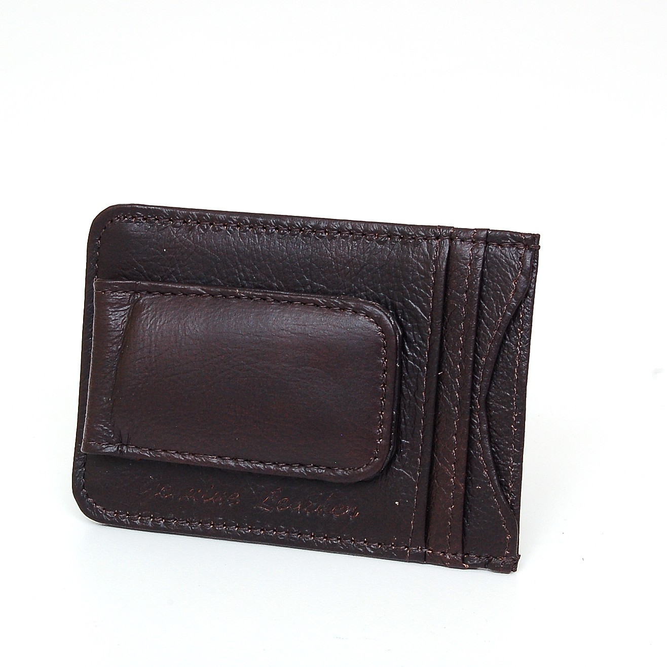 Dockers Men's Genuine Leather Front Pocket Wallet – Magnetic Closure – RFID Blocking – Brown