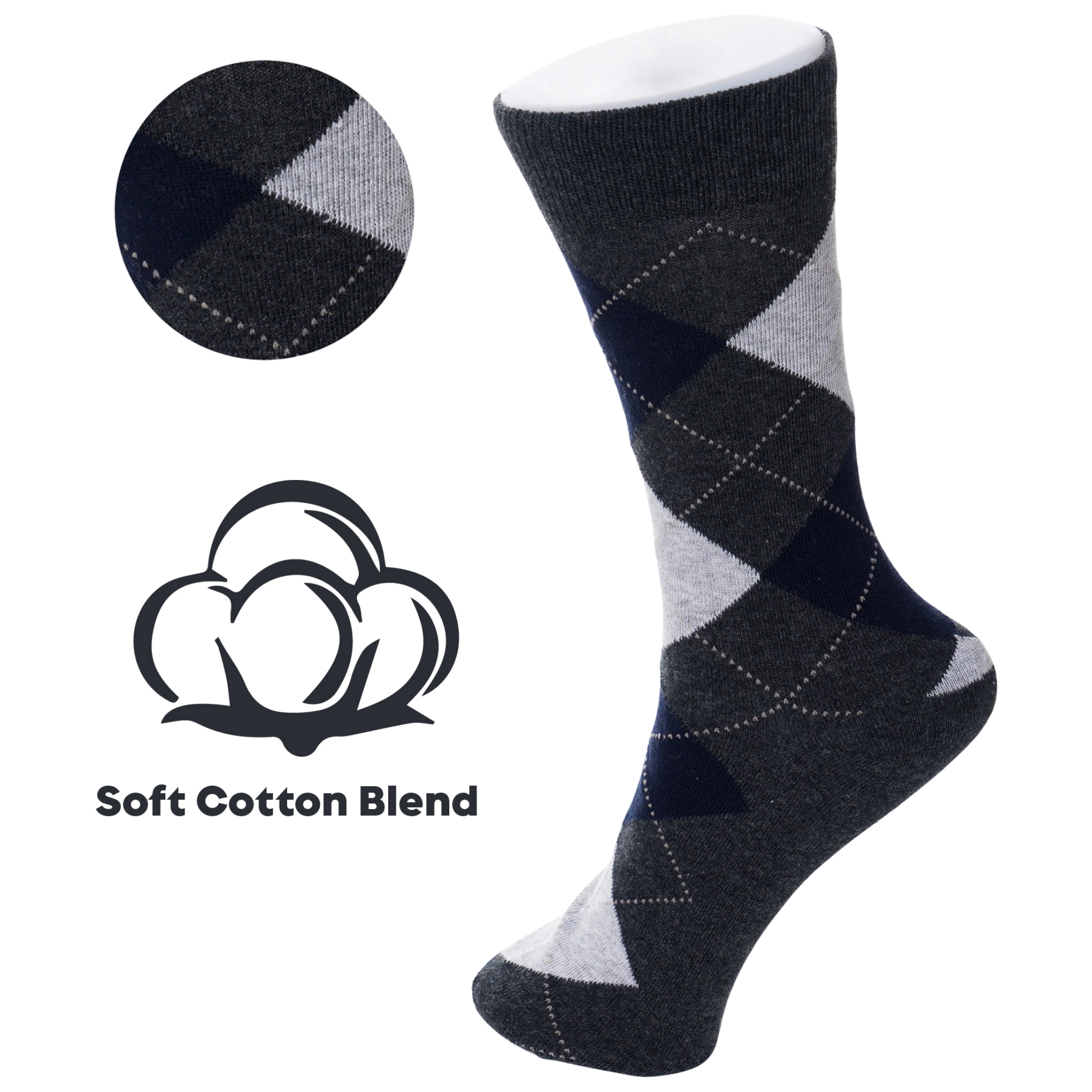 Alpine Swiss Mens Dress Socks 6 Pair Crew Sock Cotton Dress Socks for Men Solid