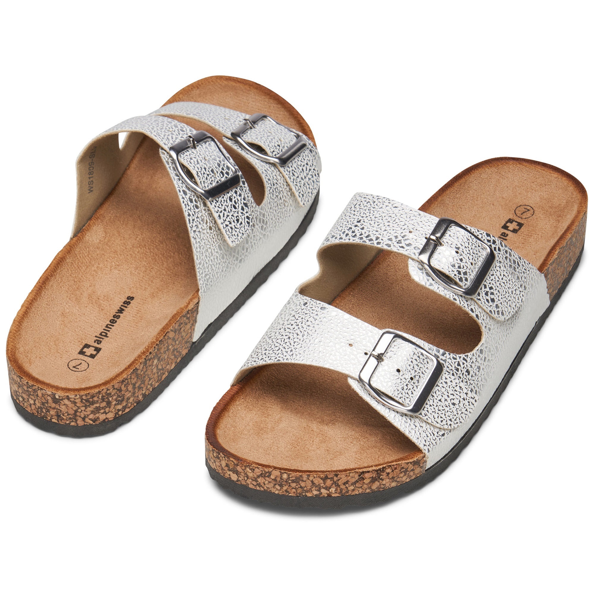 Alpine Swiss Womens Double Strap Slide Sandals EVA Sole
