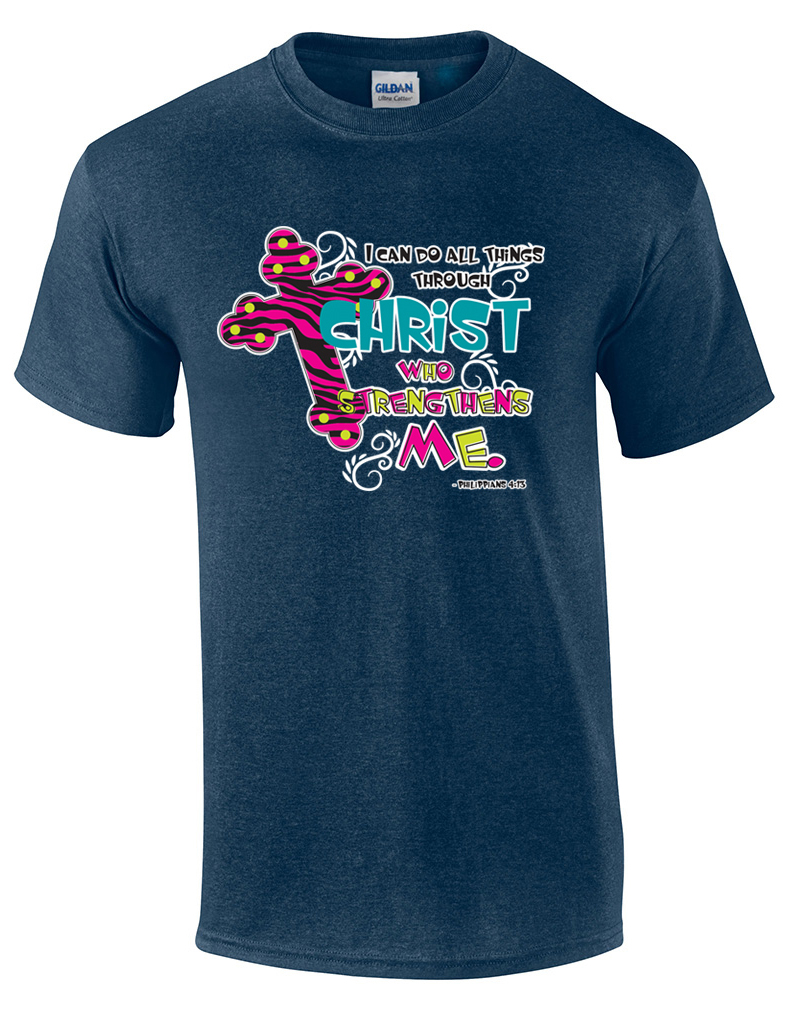 Camiseta cristiana puedo hacer todas las cosas a través de Cristo que me fortalece - Imagen 11 de 22