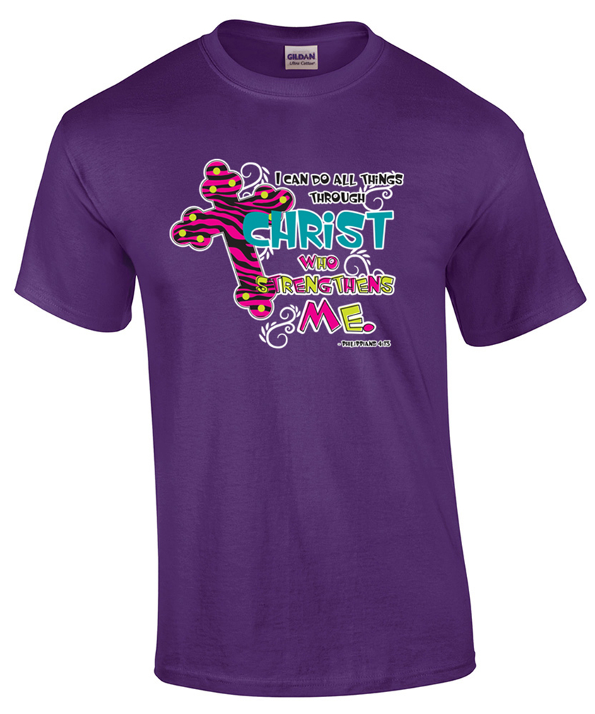 Camiseta cristiana puedo hacer todas las cosas a través de Cristo que me fortalece - Imagen 15 de 22