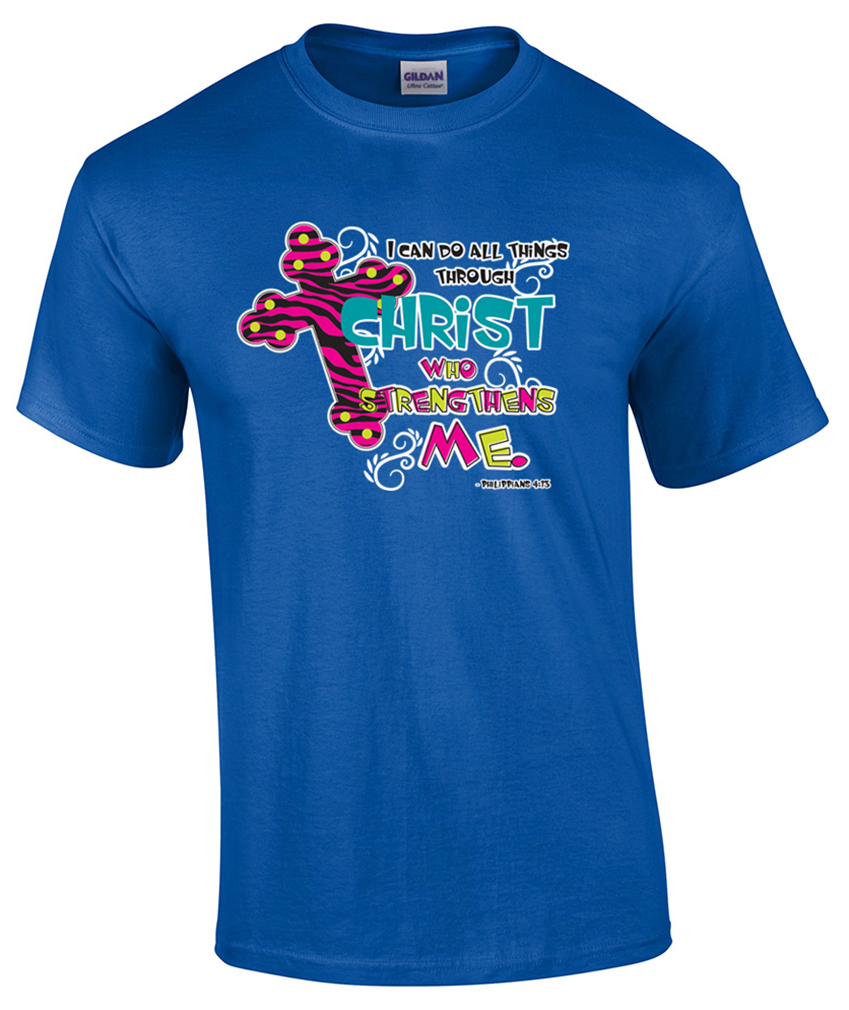 Camiseta cristiana puedo hacer todas las cosas a través de Cristo que me fortalece - Imagen 19 de 22