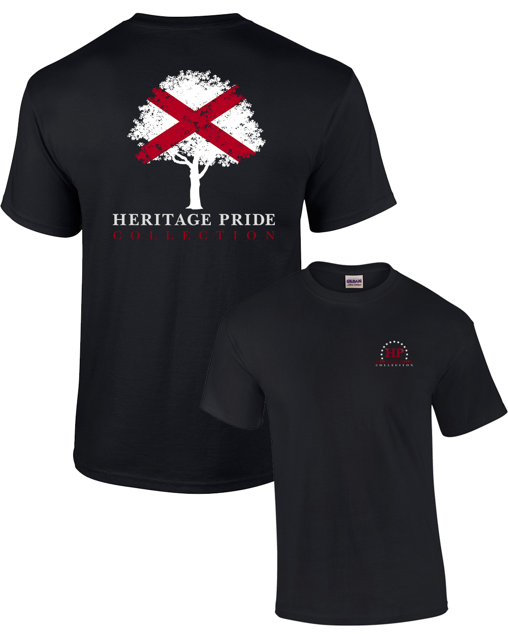 Heritage Pride Alabama Tree Patriotic Adult Tee Shirt Black - Bild 7 von 34