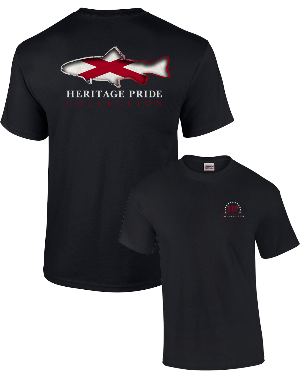 Heritage Pride Alabama Trout Patriotic Adult Tee Shirt Black - Imagen 7 de 34