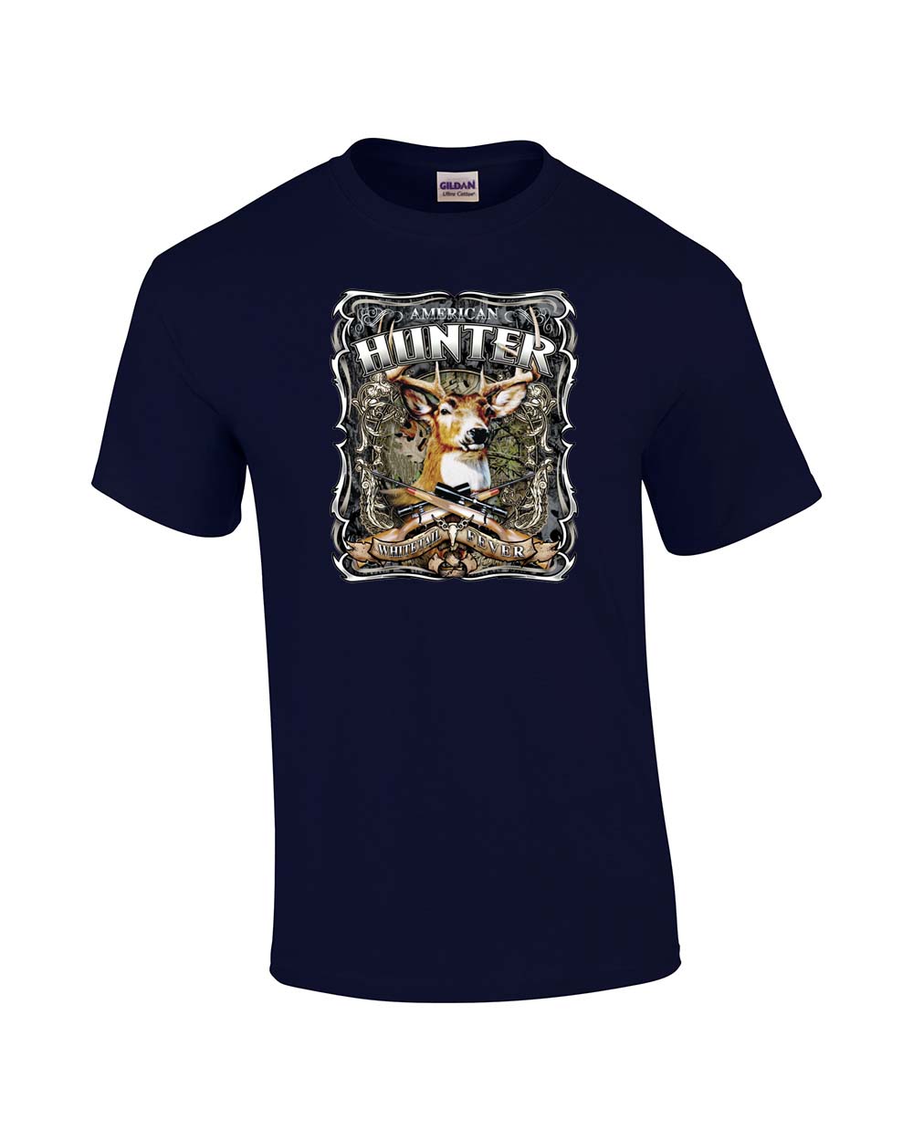 Hunting T-shirt American Hunter Whitetail Fever Deer Buck Wildlife Venison Hunt - Picture 31 of 46