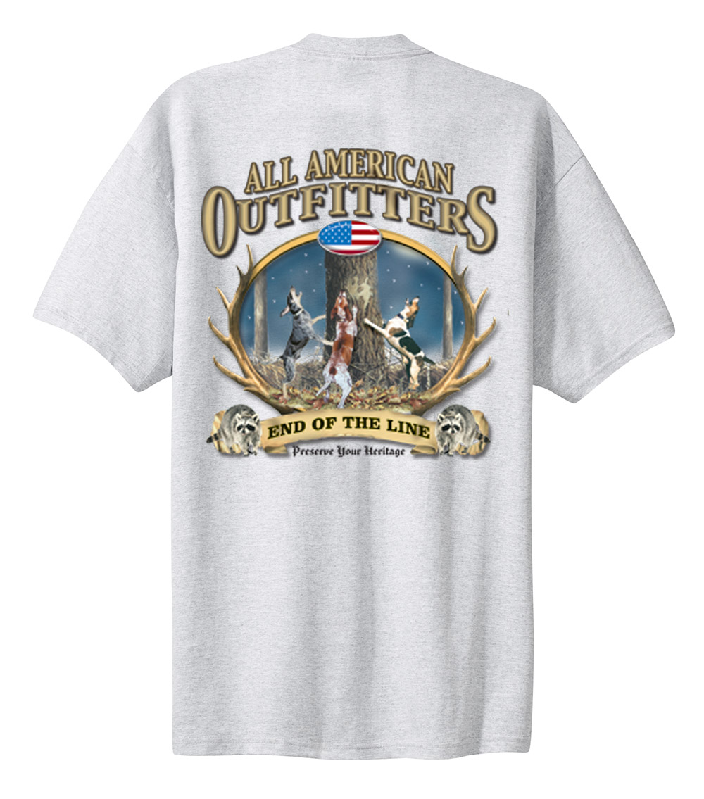 End of the Line Coon Hunting T-shirt Coonhound Hound Dog Hunter Southern Rifle - Picture 7 of 18