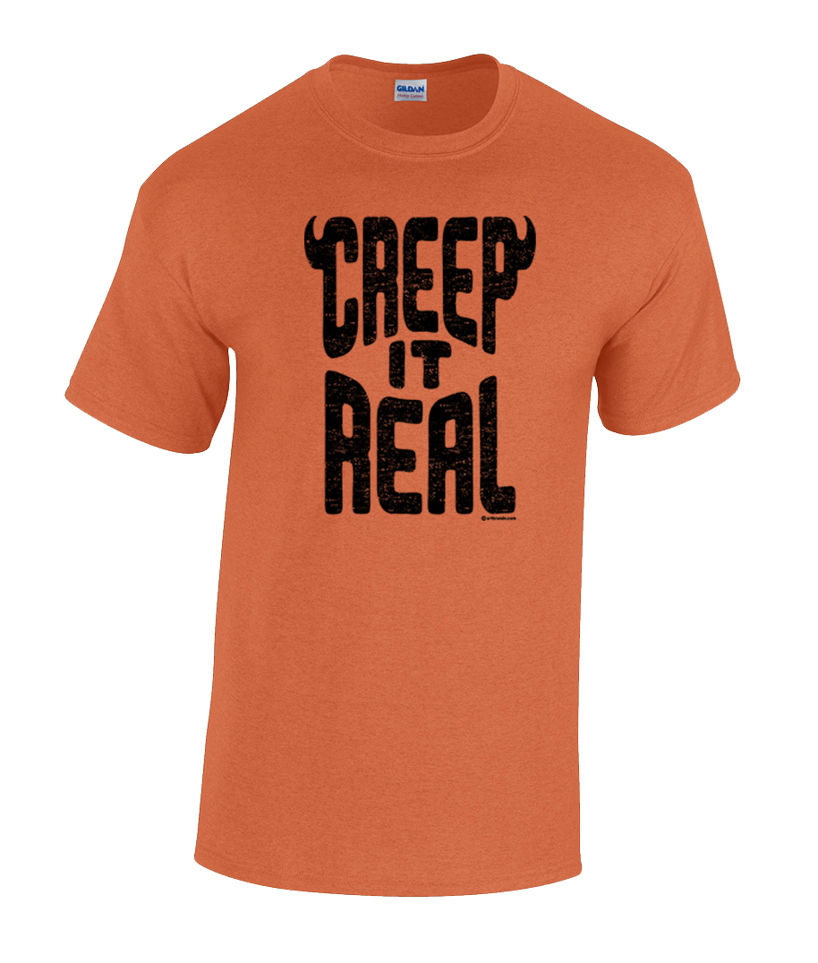 Funny Creep It Real Halloween Short Sleeve Adult Tee Shirt Antique Orang - Picture 7 of 18
