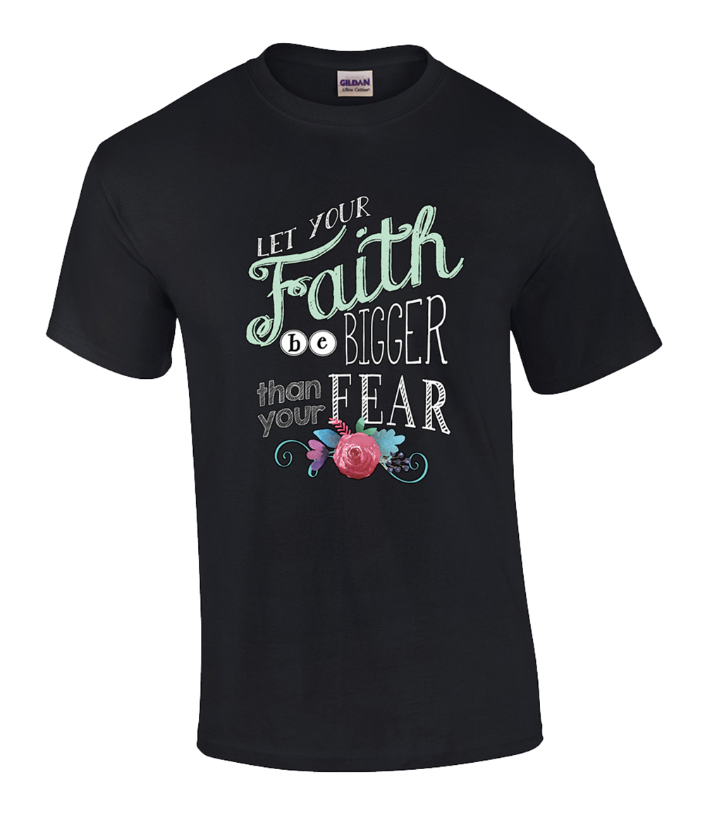 Eternal Life Christian Faith Bigger Than Fear Graphic Tee Shirt Black - Bild 2 von 3