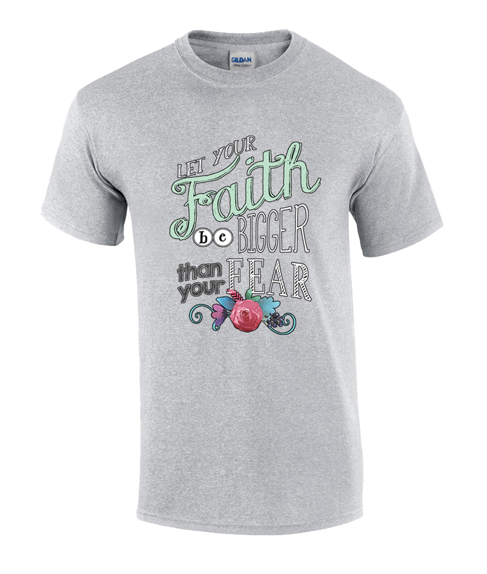 Eternal Life Christian Faith Bigger Than Fear Graphic Tee Shirt Black - Bild 3 von 3
