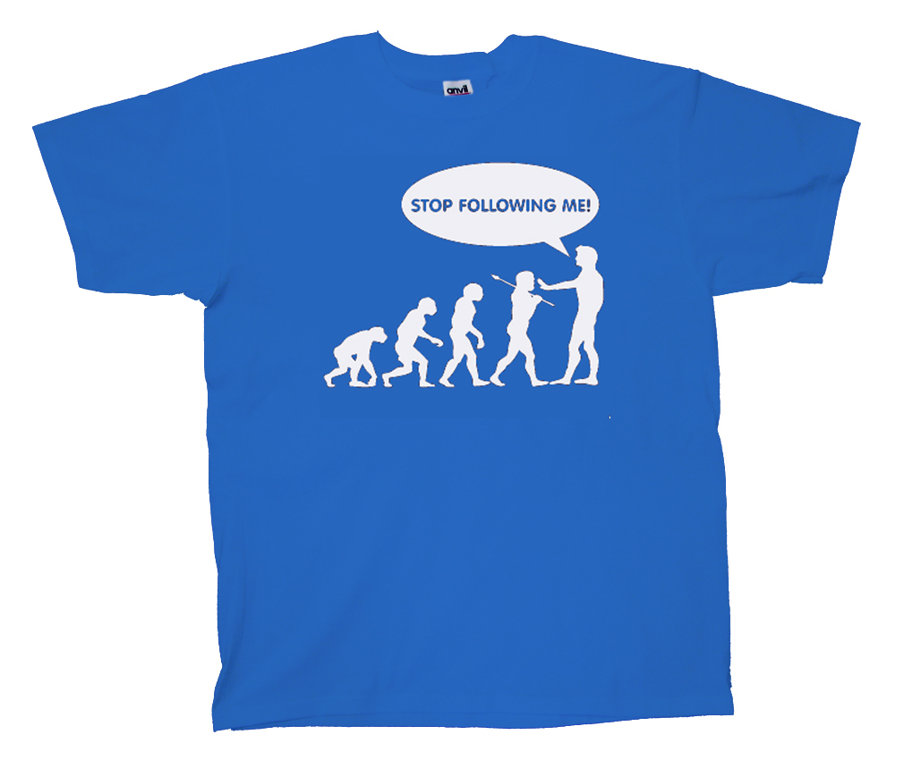 Evolution Tee Shirt Stop Following Me Caveman Black - Picture 11 of 80
