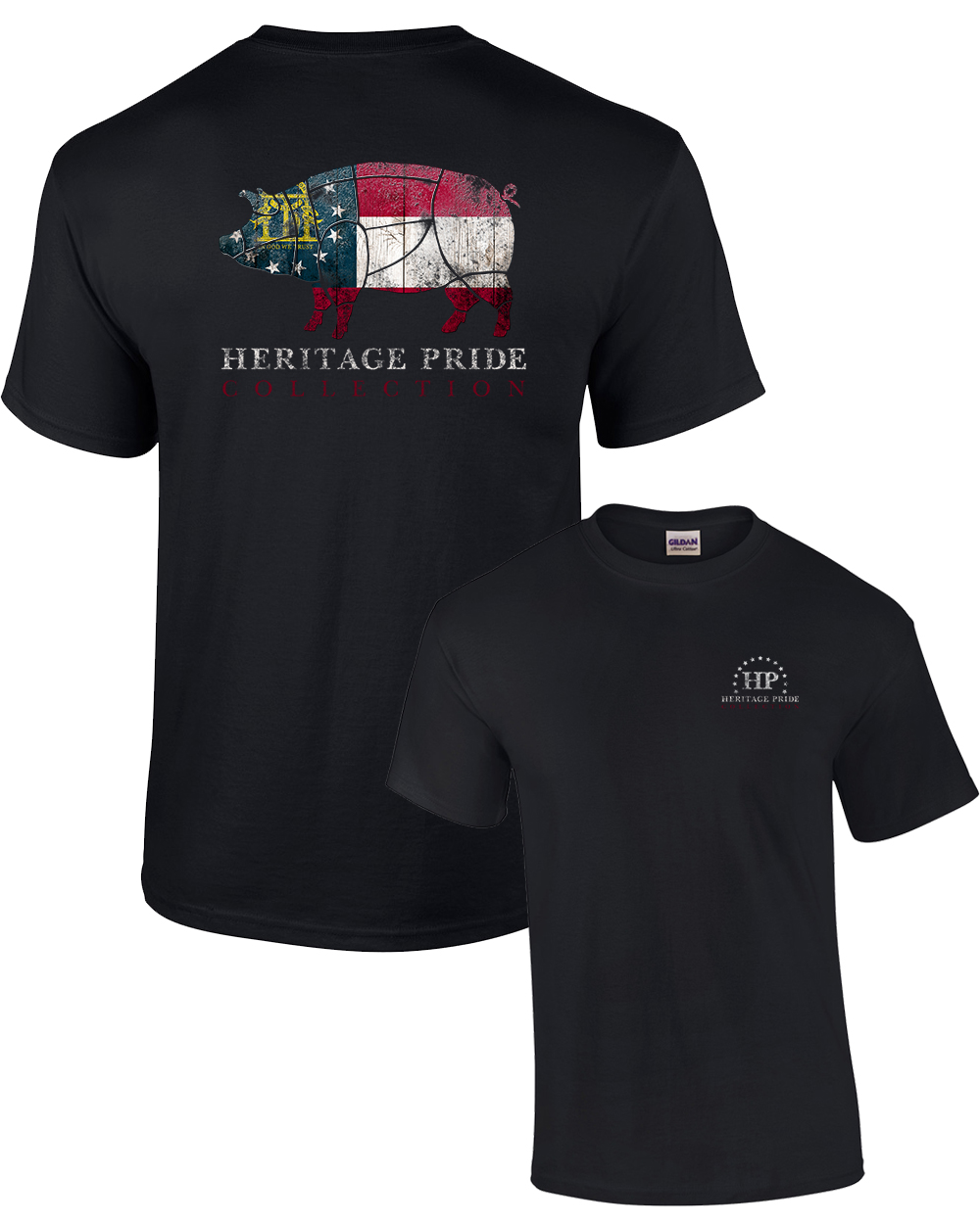 Camiseta Heritage Pride Georgia Pig Patriótica Adulto Negra - Imagen 7 de 27