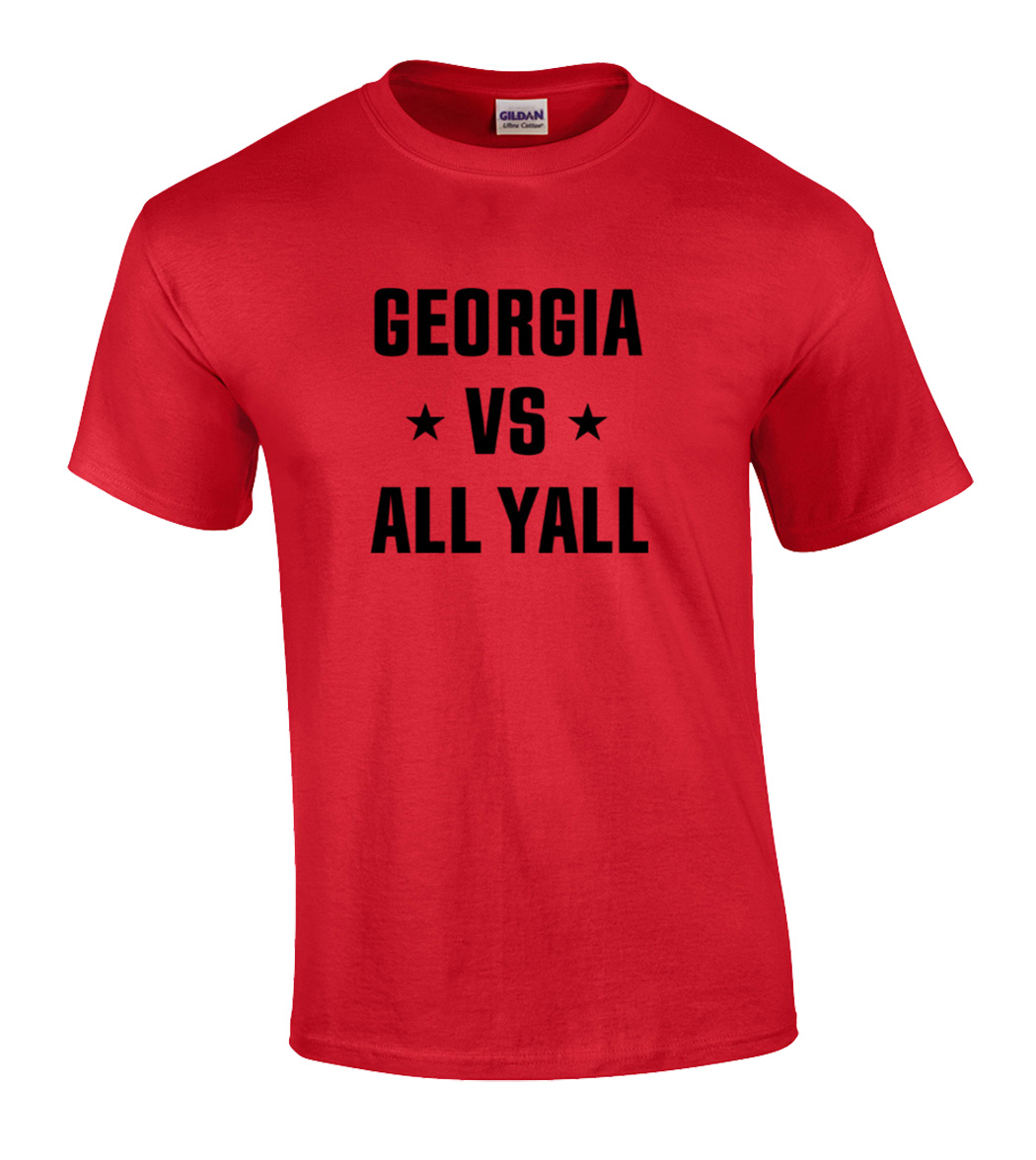 Football Mens Georgia Vs All Yall Adult Tee Shirt Red - Picture 14 of 21