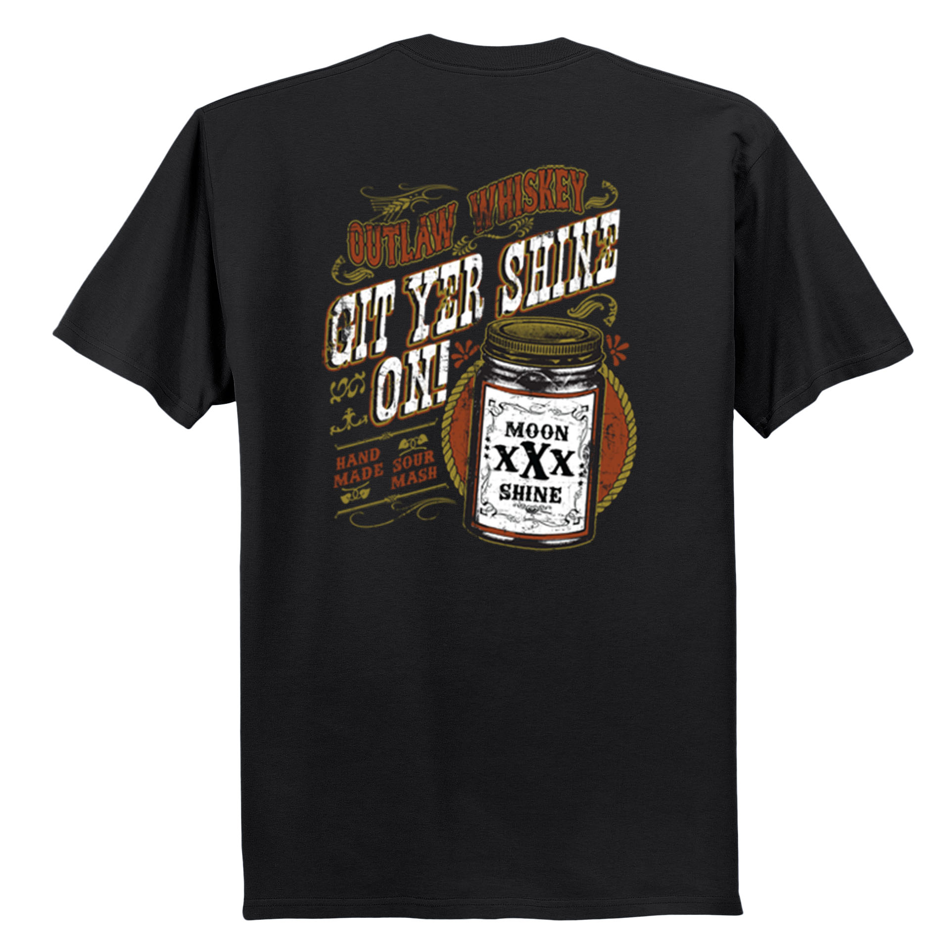 Outlaw Whiskey Get Yer Shine On Tee Shirt Black - Picture 7 of 50