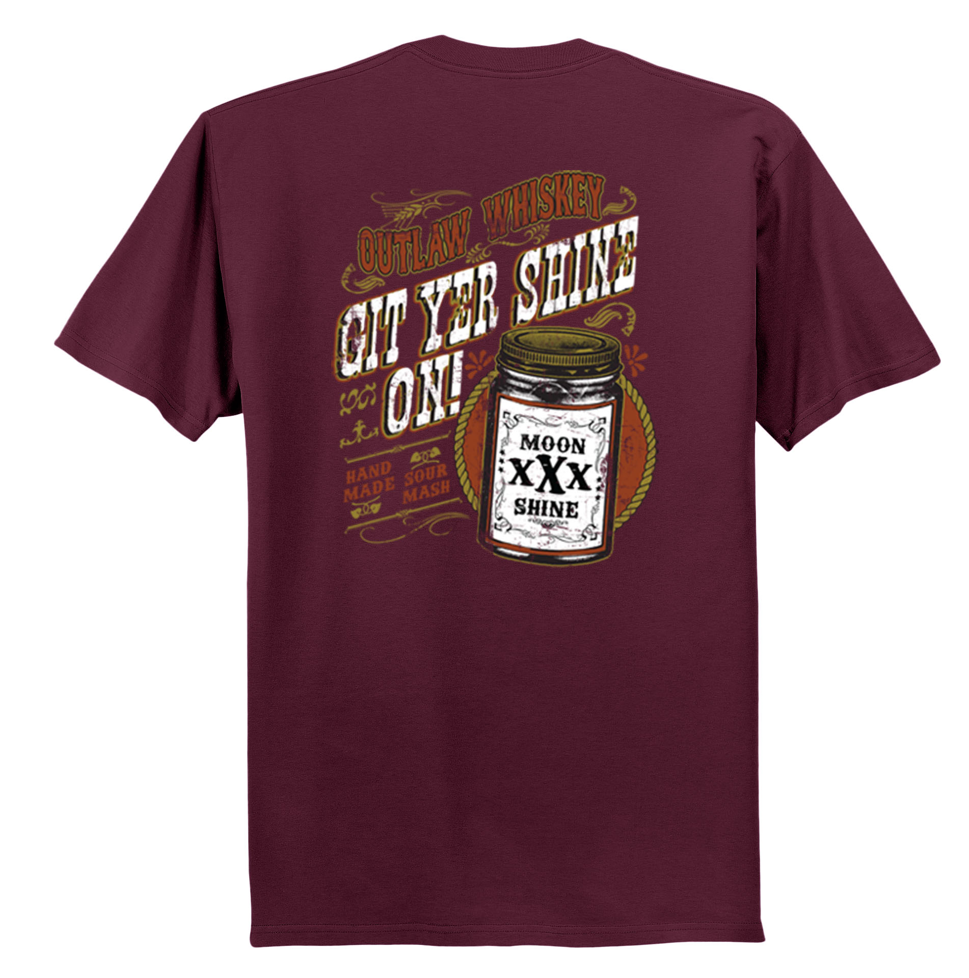Outlaw Whiskey Get Yer Shine On Tee Shirt Black - Picture 27 of 50
