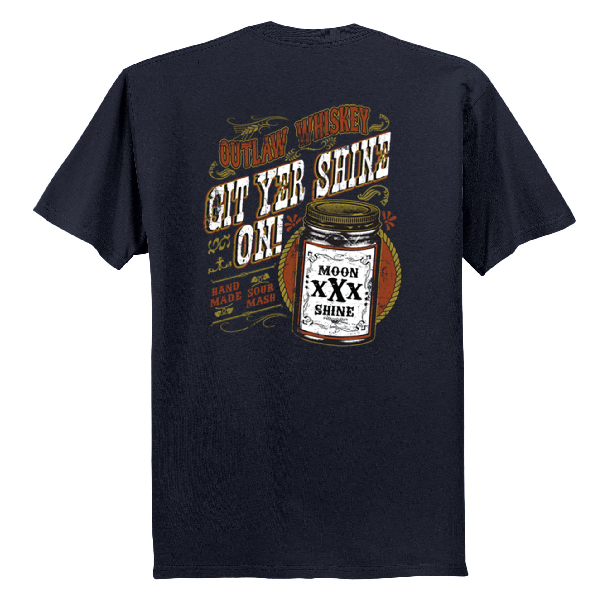 Outlaw Whiskey Get Yer Shine On Tee Shirt Black - Picture 31 of 50