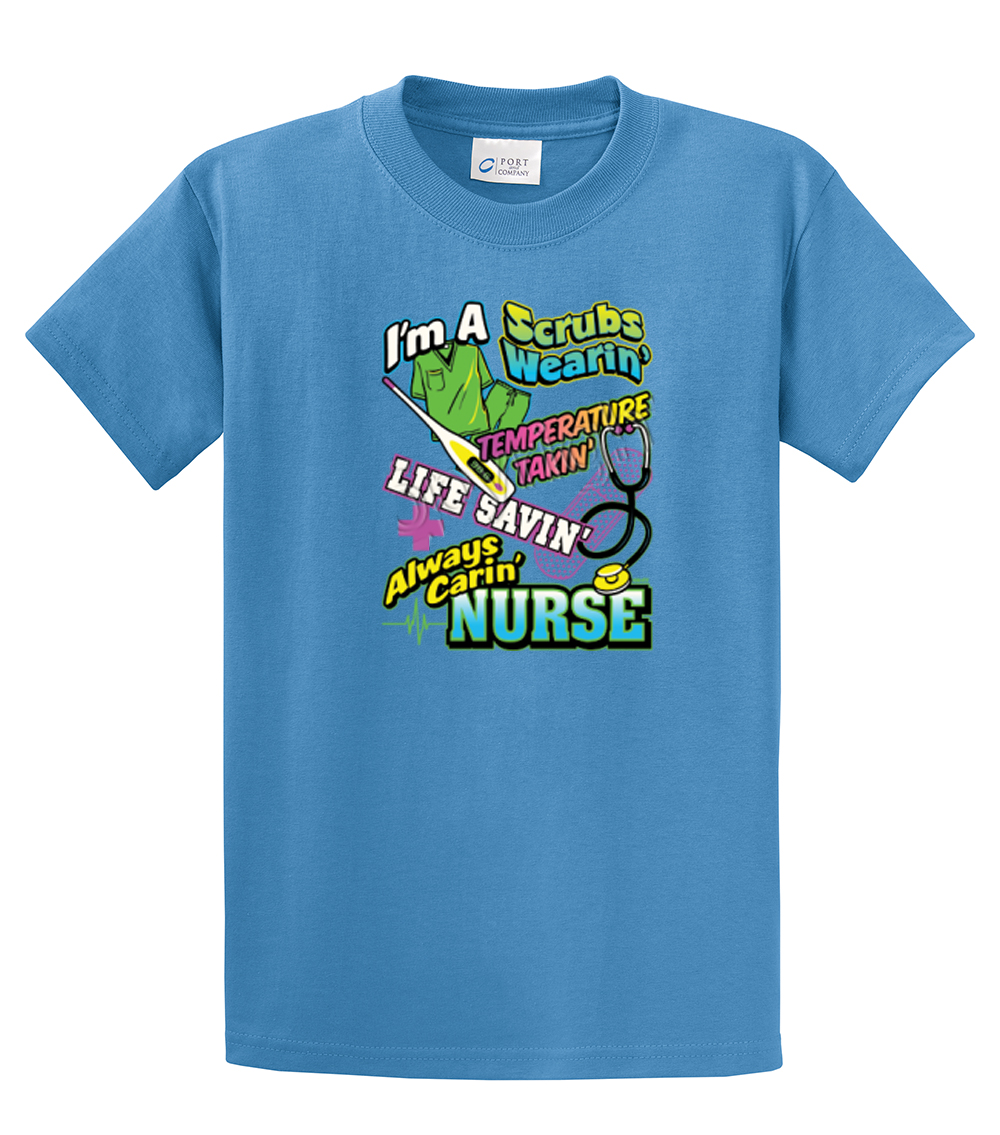 Nurse Short Sleeve T-shirt I'm A Scrubs Wearin' CNA Assistant Plus Funny Tee - Picture 21 of 104