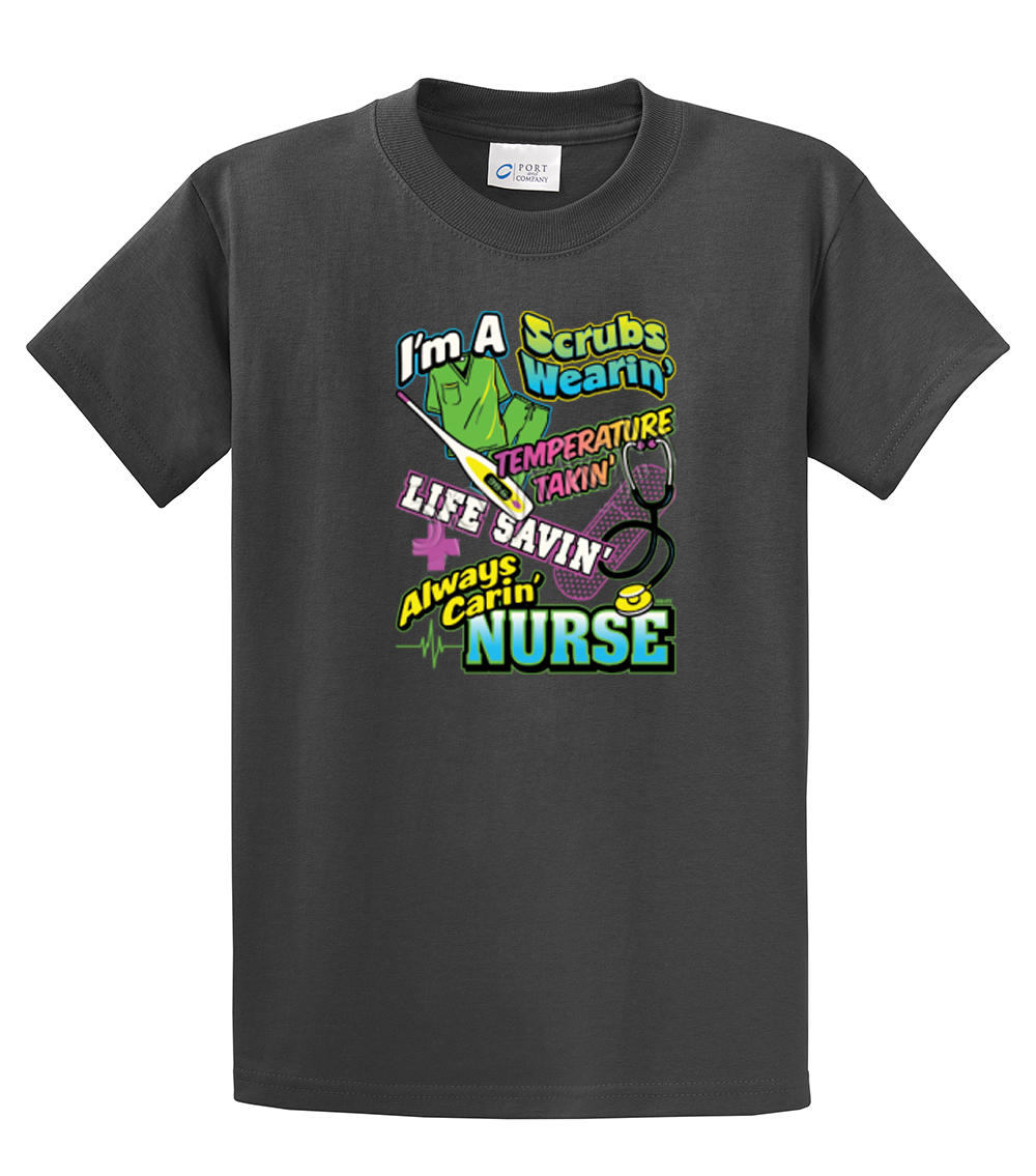 Nurse Short Sleeve T-shirt I'm A Scrubs Wearin' CNA Assistant Plus Funny Tee - Picture 25 of 104