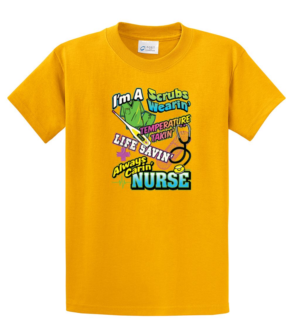 Nurse Short Sleeve T-shirt I'm A Scrubs Wearin' CNA Assistant Plus Funny Tee - Picture 33 of 104