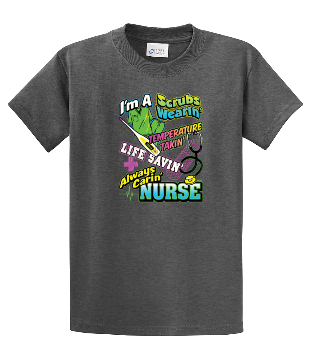 Nurse Short Sleeve T-shirt I'm A Scrubs Wearin' CNA Assistant Plus Funny Tee - Picture 37 of 104