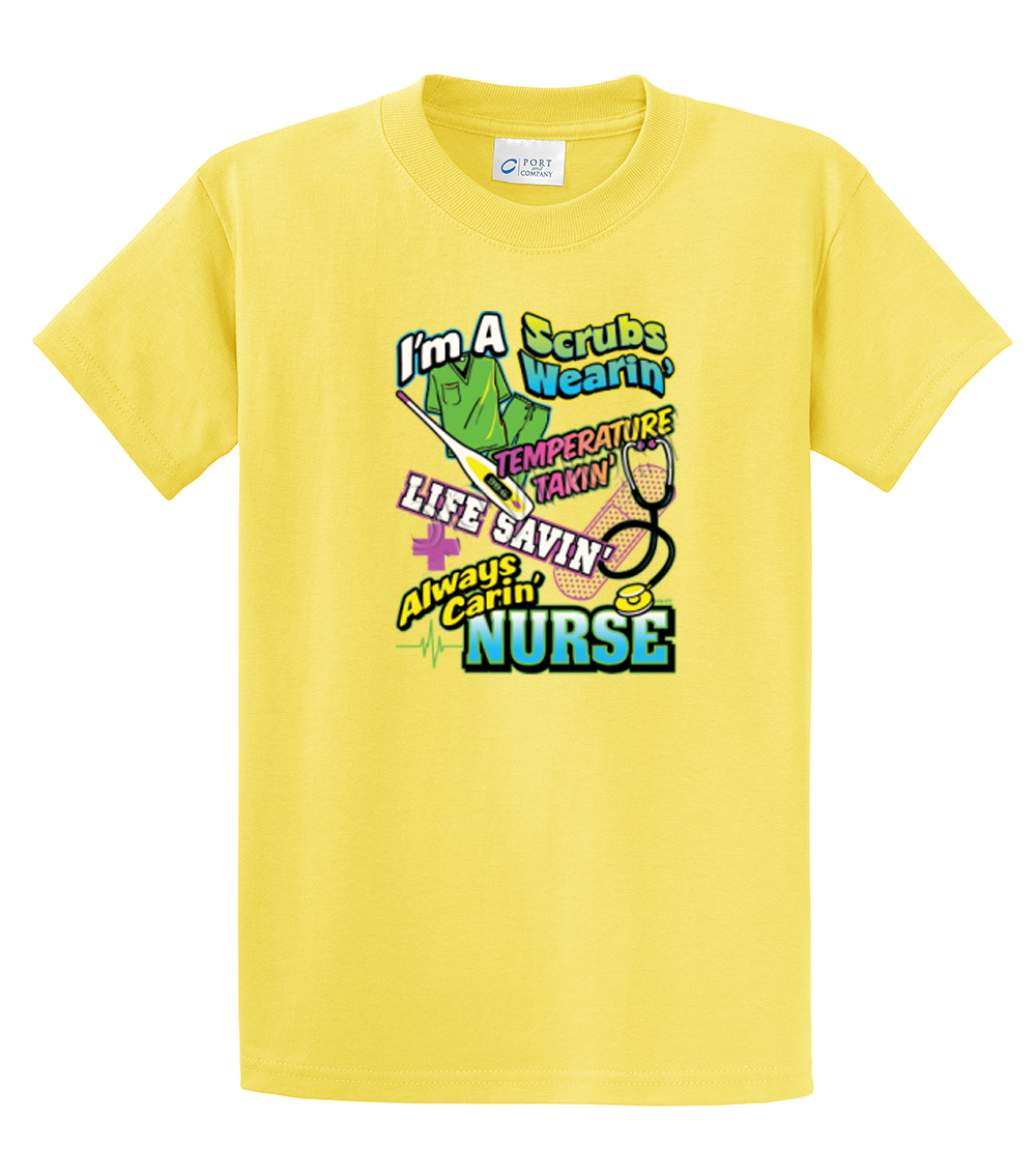 Nurse Short Sleeve T-shirt I'm A Scrubs Wearin' CNA Assistant Plus Funny Tee - Picture 101 of 104