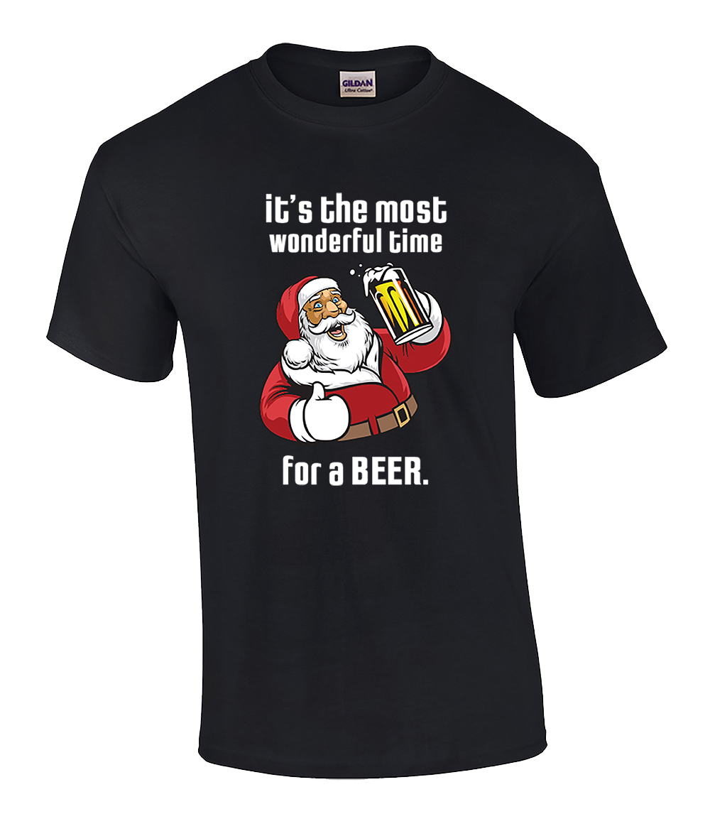 Funny Santa It's A Most Wonderful Time for A Beer Christmas Holiday T- Black - Bild 7 von 42