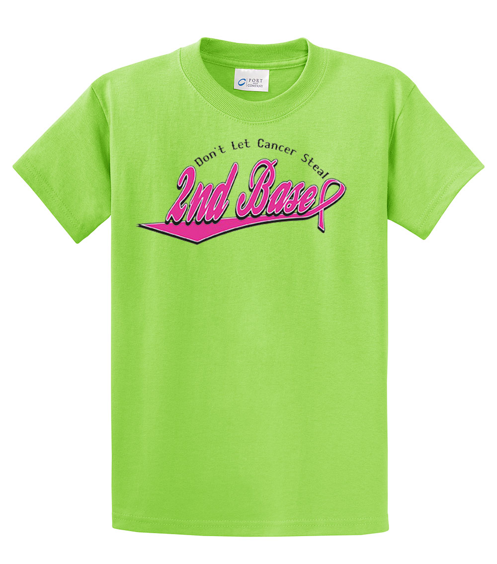 Don't Let Cancer Steal 2Nd Base Adult Tee Shirt Lime - Bild 7 von 14