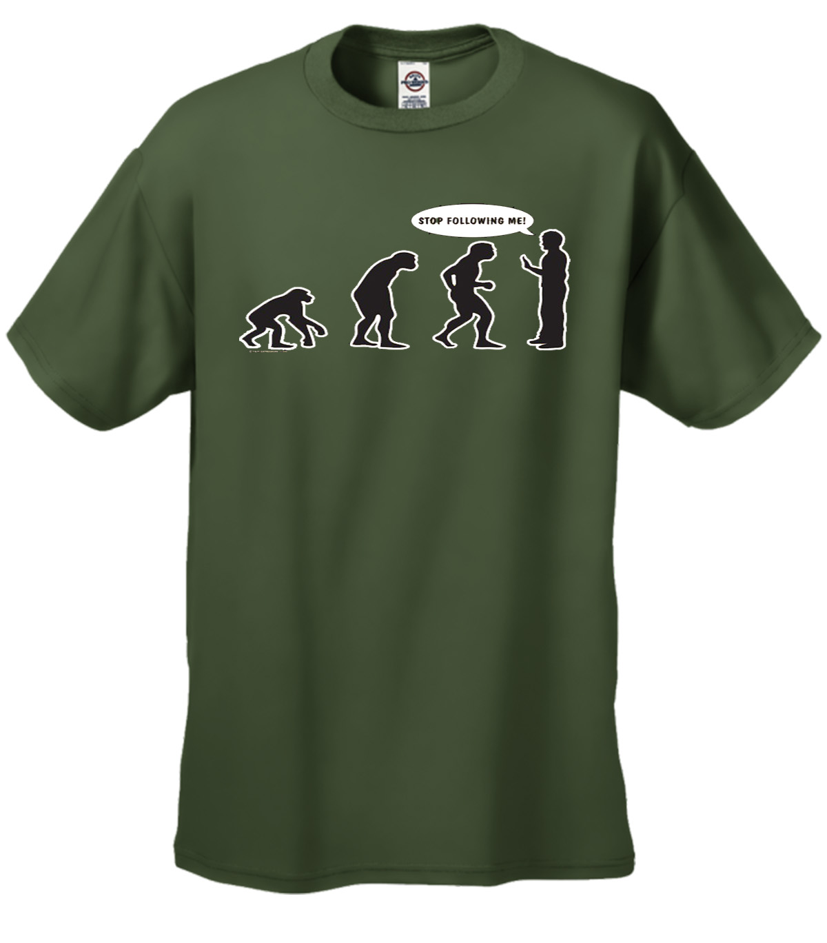 Evolution Tee Shirt Stop Following Me Caveman Black - Picture 50 of 80