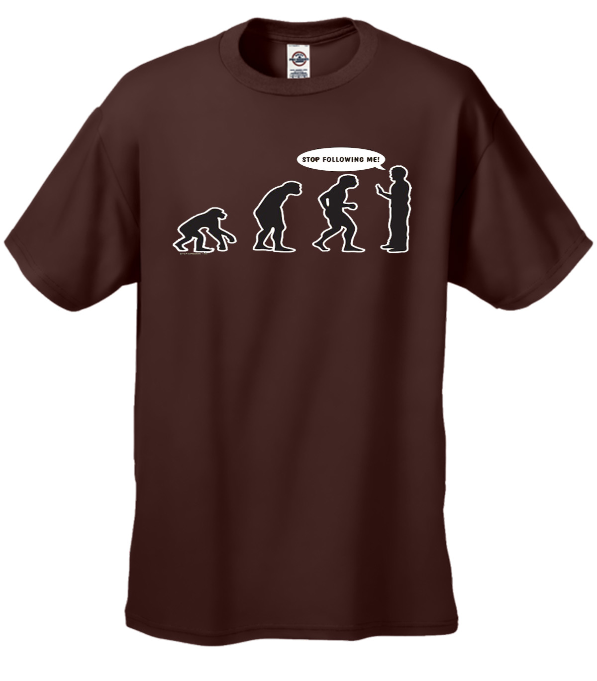 Evolution Tee Shirt Stop Following Me Caveman Black - Picture 14 of 80