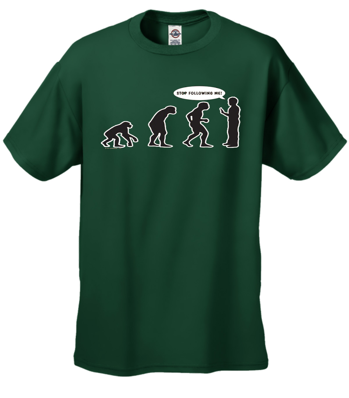Evolution Tee Shirt Stop Following Me Caveman Black - Picture 22 of 80