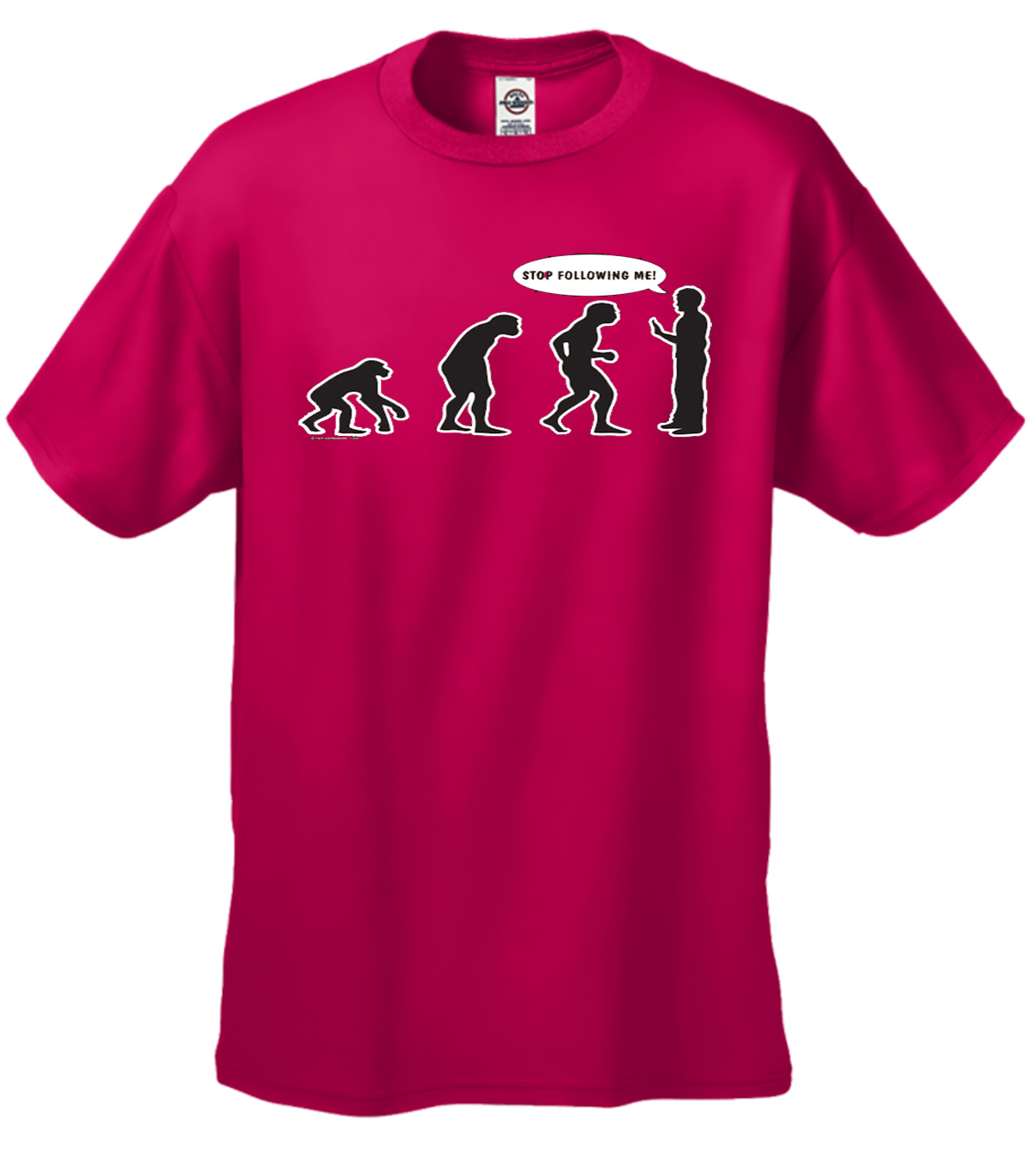 Evolution Tee Shirt Stop Following Me Caveman Black - Picture 70 of 80