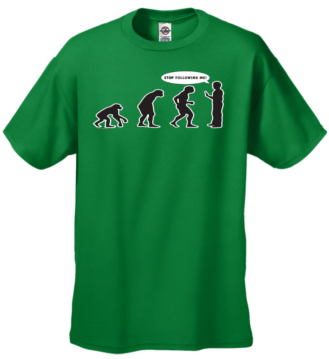 Evolution Tee Shirt Stop Following Me Caveman Black - Picture 30 of 80