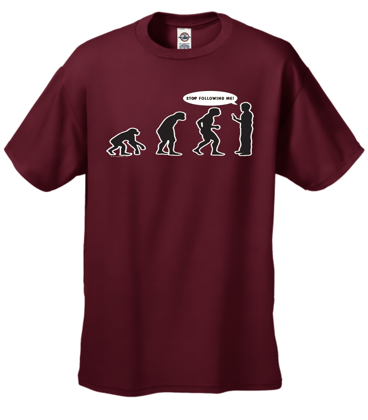 Evolution Tee Shirt Stop Following Me Caveman Black - Picture 46 of 80