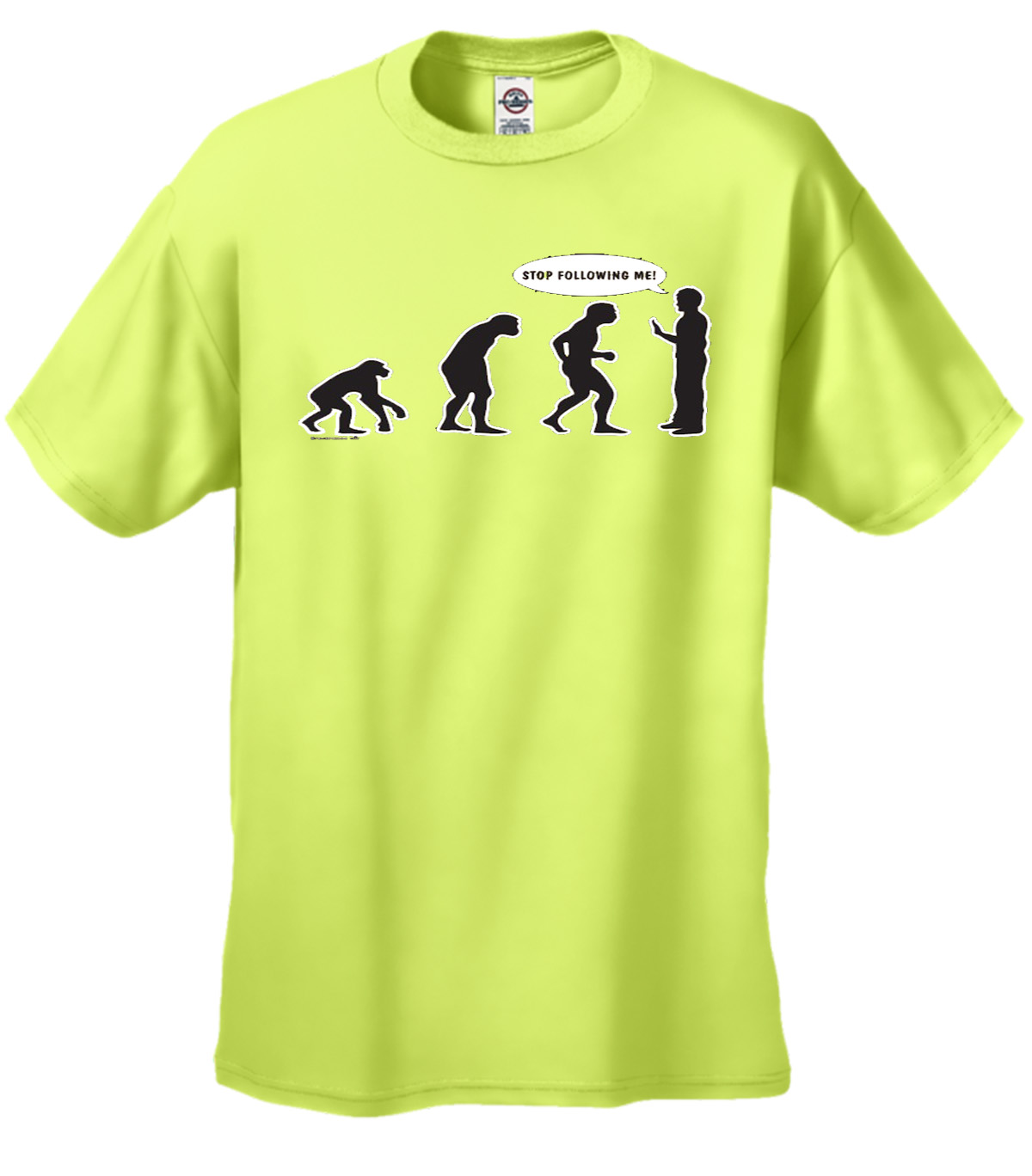 Evolution Tee Shirt Stop Following Me Caveman Black - Picture 54 of 80