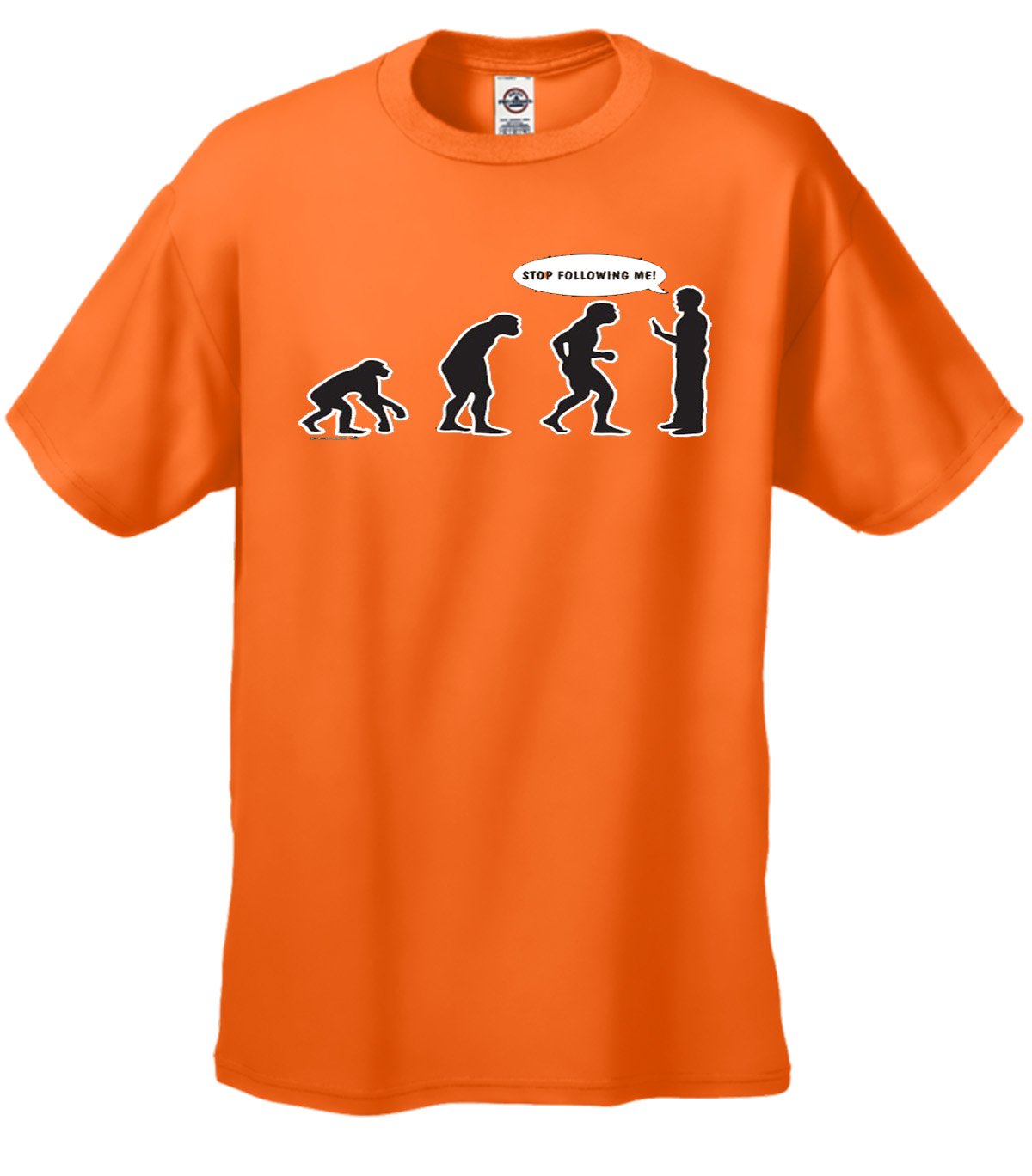 Evolution Tee Shirt Stop Following Me Caveman Black - Picture 58 of 80
