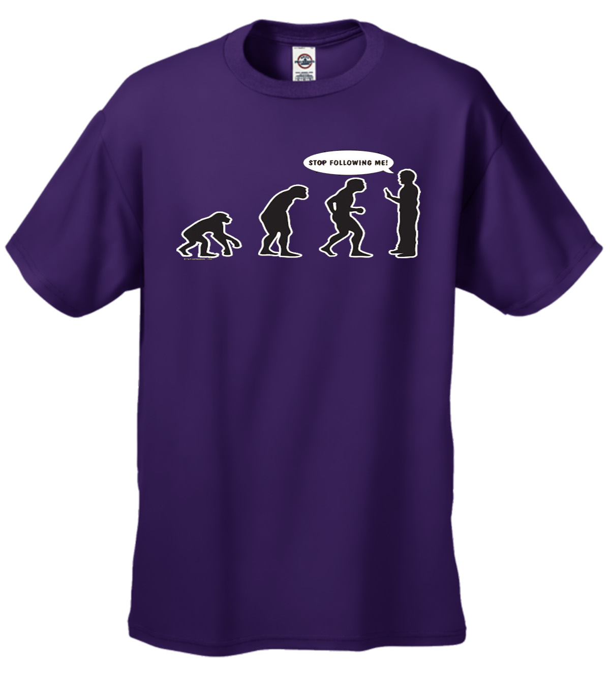 Evolution Tee Shirt Stop Following Me Caveman Black - Picture 62 of 80