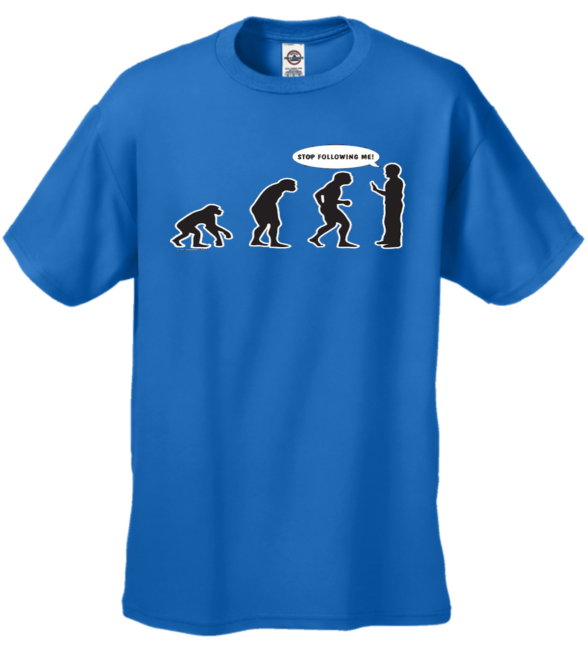 Evolution Tee Shirt Stop Following Me Caveman Black - Picture 66 of 80