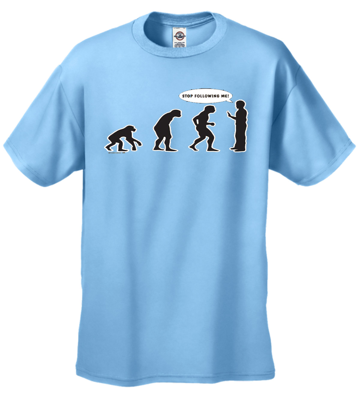Evolution Tee Shirt Stop Following Me Caveman Black - Picture 34 of 80