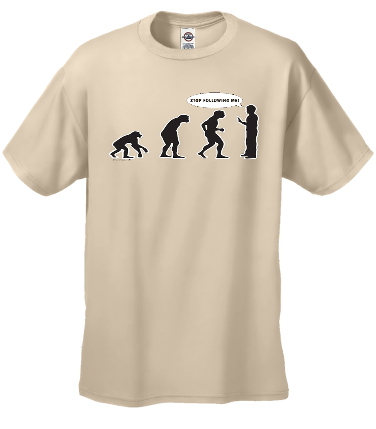 Evolution Tee Shirt Stop Following Me Caveman Black - Picture 77 of 80