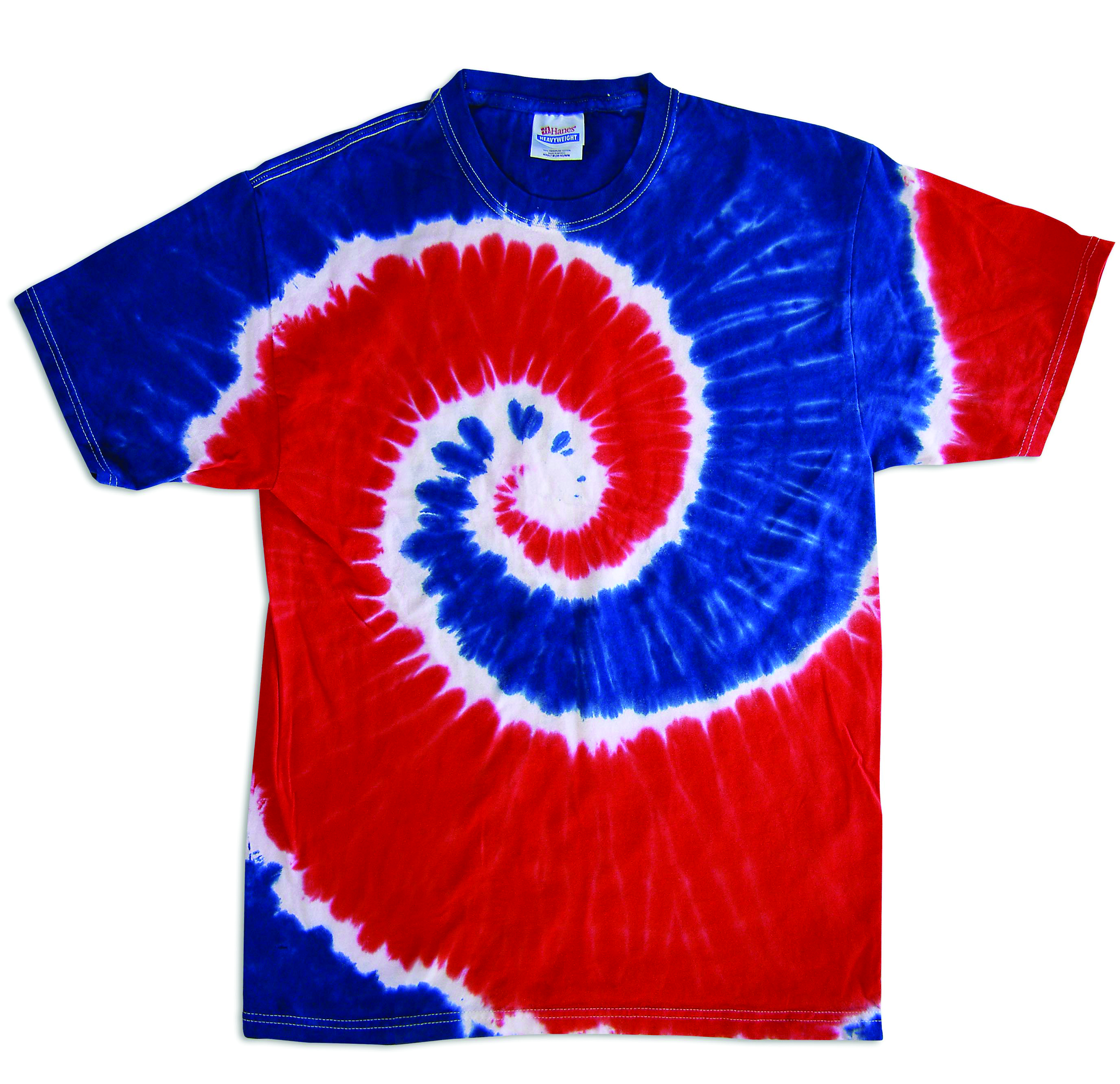 Camiseta Tie Dyes Para Hombre Teñida con Corbata Rendimiento H1000 Espiral Azul Rojo - Imagen 7 de 25
