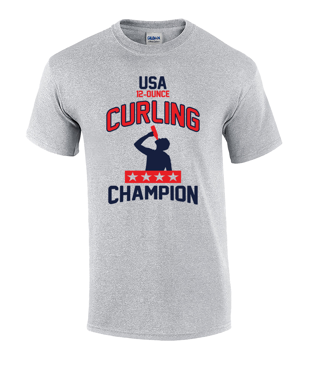 Funny Beer Olympics USA Curling Champion Graphic Tee Shirt White - Imagen 7 de 14