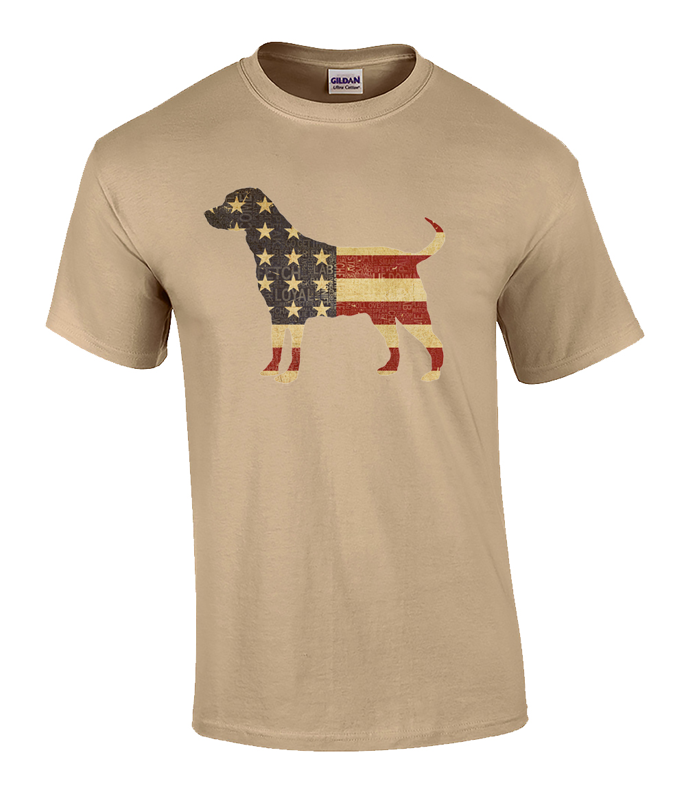 Patriotic American Flag Dog Graphic Short Sleeve Tee Shirt Tan - Bild 7 von 14